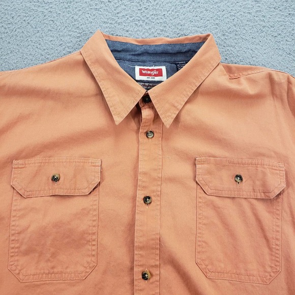 Wrangler Shirt‎ Mens XXL Orange Flex Western Workwear Cowboy Outdoors Casual - Picture 2 of 12
